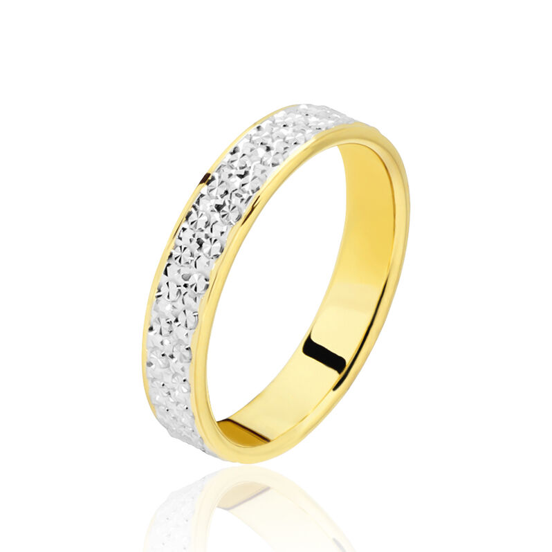 Alliance Grain De Folie Diamantee Ruban Plat Or Bicolore - Spannringe Unisex | OROVIVO