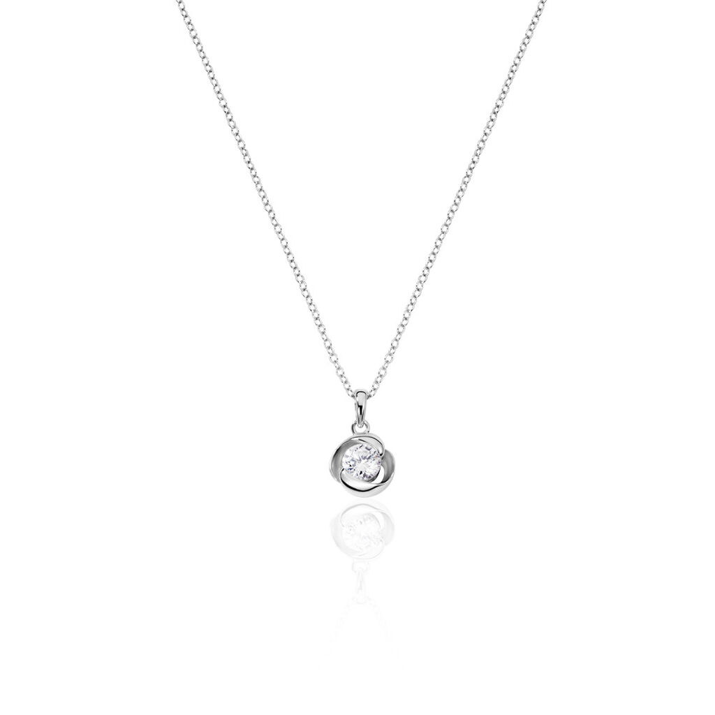 LUCY Damen Collier Silber 925 Zirkonia Wei&szlig; 0,87 ct Blume