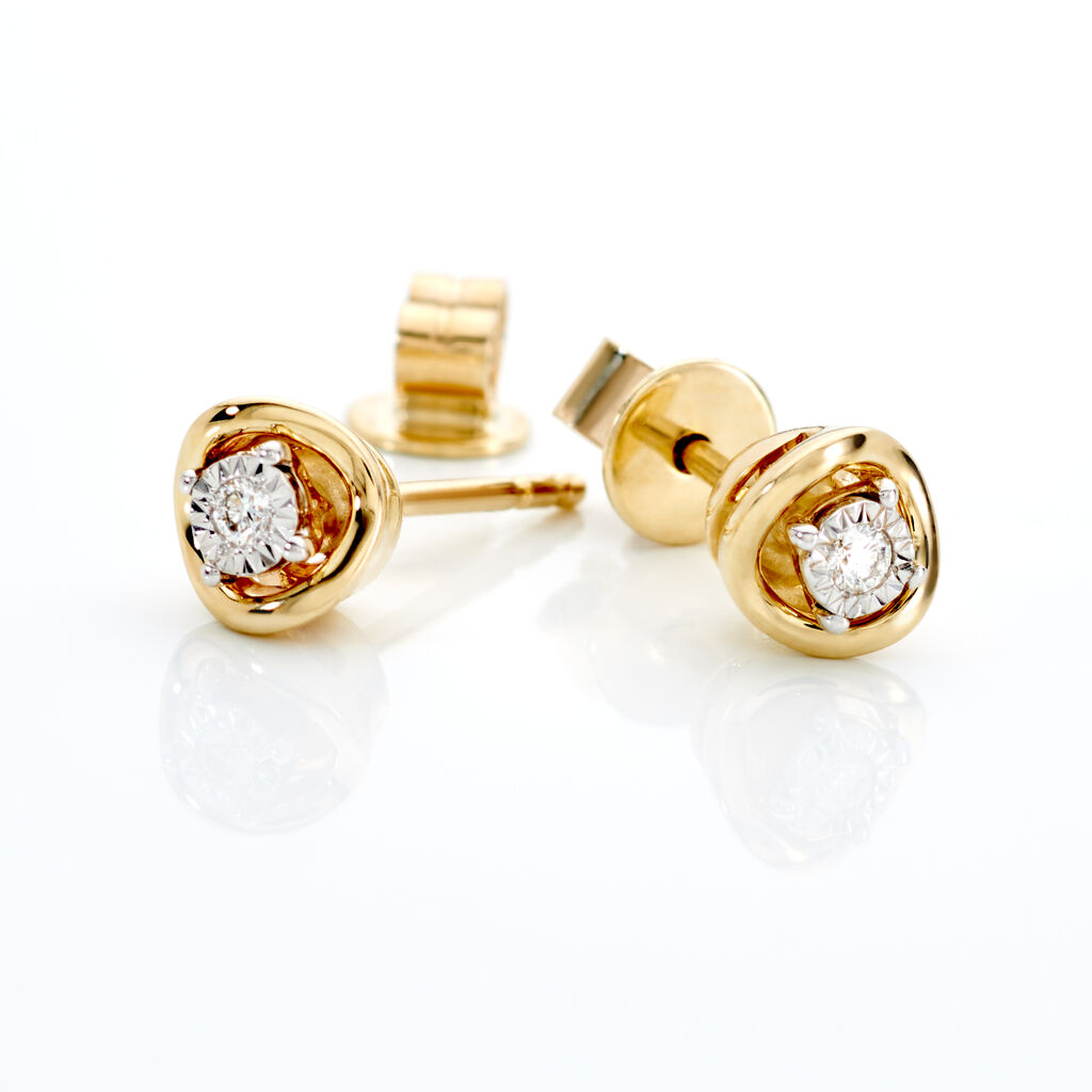 LISELOTTE Damen Ohrstecker Gold 375 (9 Karat) Diamant Wei&szlig; 0,04 ct Blume