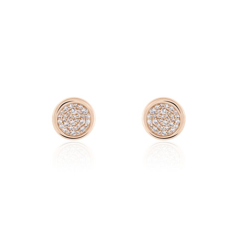 Damen Ohrstecker Silber rosevergoldet 925 Zirkonia Vanilla 2  - Ohrstecker Damen | OROVIVO