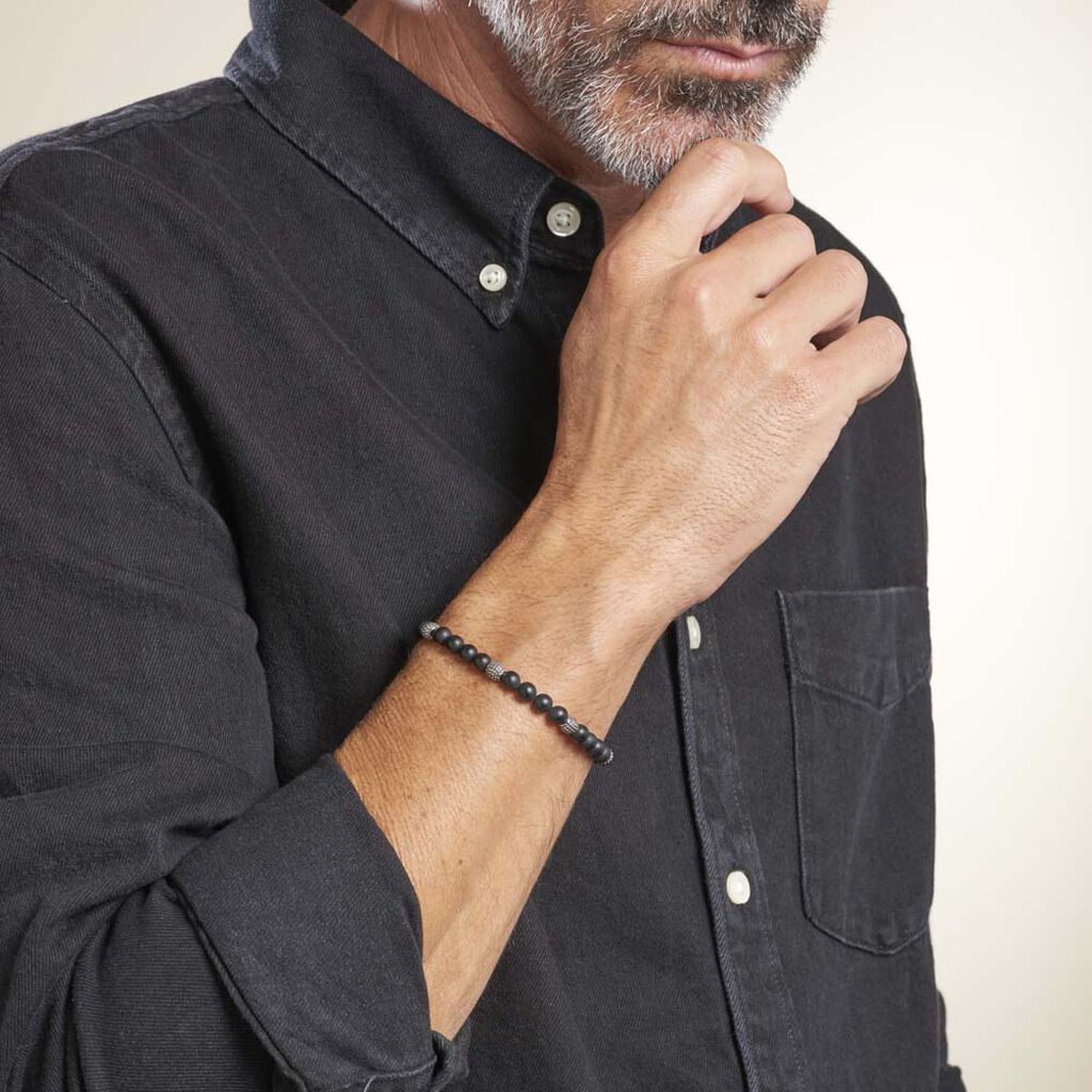 Bracelet Boules Acier Gris Laloun - Spannringe Herren | OROVIVO