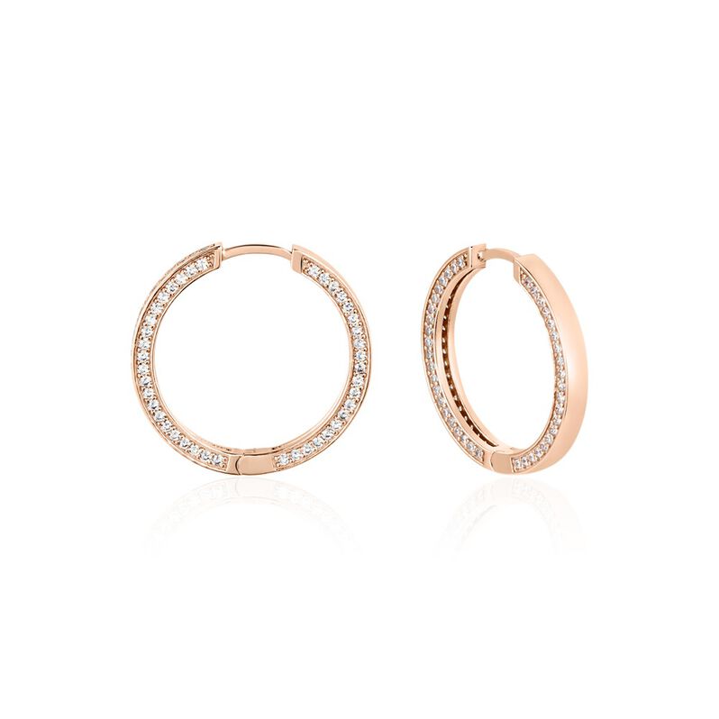 MEDINA Damen Creolen Silber rosevergoldet 925 Zirkonia Wei&szlig; 3,14 ct - Creolen Damen | OROVIVO