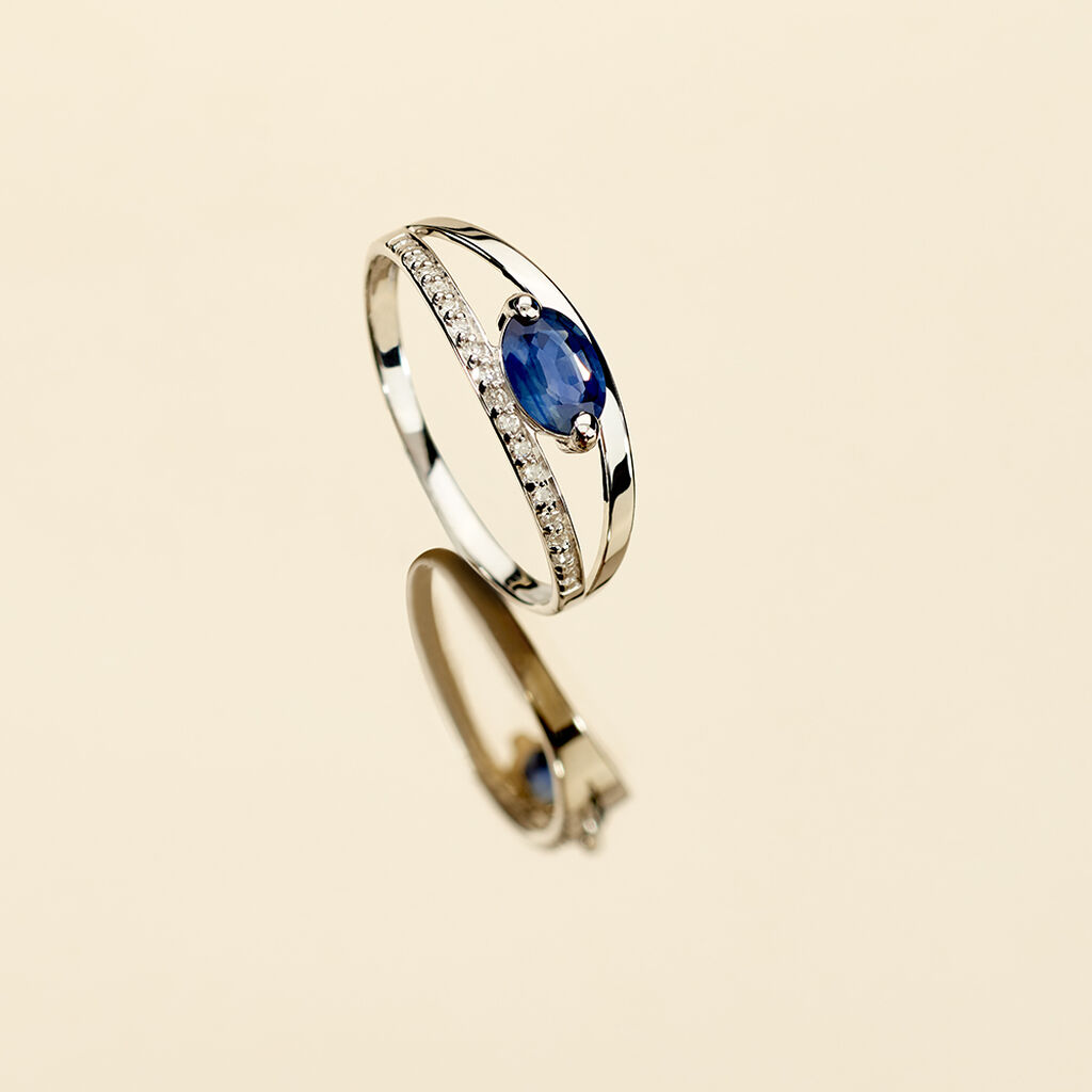 Damenring Weißgold 375 Saphir Diamanten - Ringe mit Edelsteinen Damen | OROVIVO