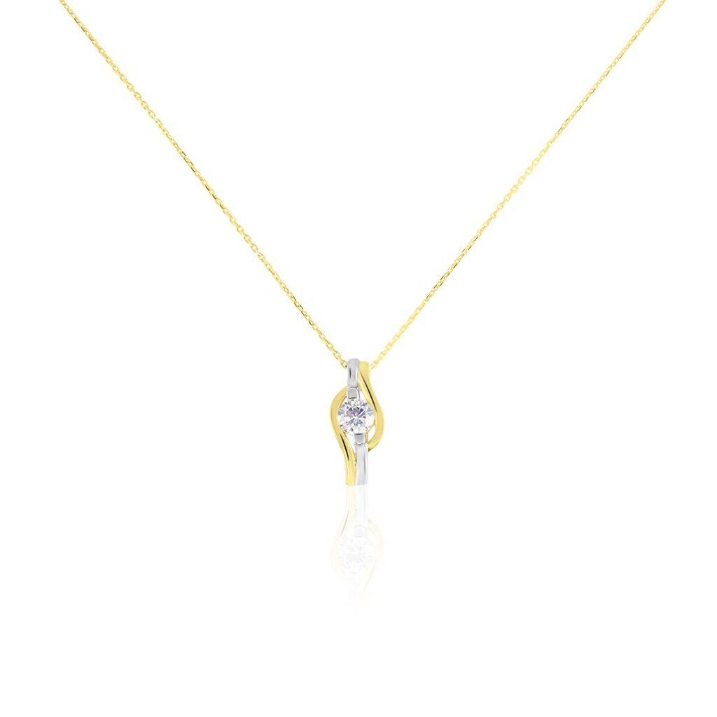 Damen Collier Gold Bicolor Gelb/Silber 375 Zirkonia Lindsey - Halsketten Damen | OROVIVO