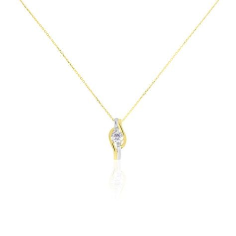 Damen Collier Gold Bicolor Gelb/Silber 375 Zirkonia Lindsey - Halsketten Damen | OROVIVO