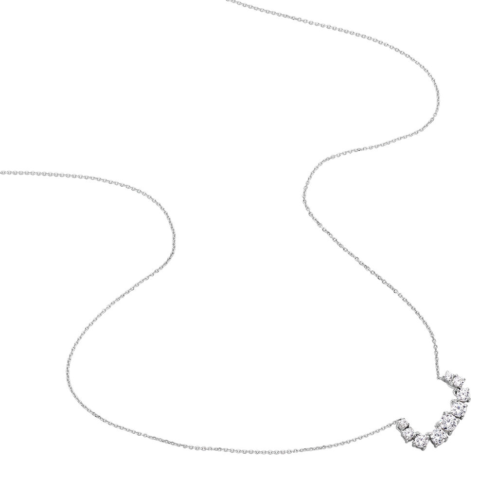 Damen Collier Weißgold 375 Zirkonia Barren Mond Alice 2 - Halsketten Damen | OROVIVO