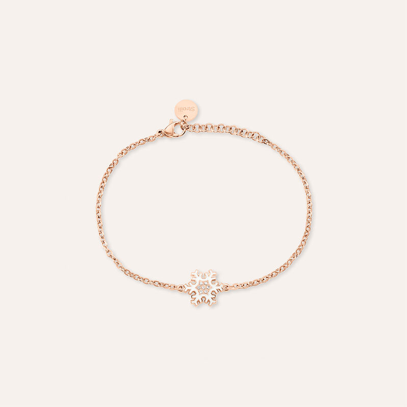 Bracciale Lady Sweet Acciaio Rosato Fiocco di neve e Cristalli - Spannringe Damen | OROVIVO