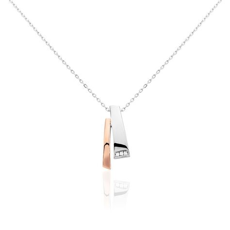 Damen Collier Silber Bicolor Silber/Roségold 925 Zirkonia Ginna 45cm - Halsketten Damen | OROVIVO