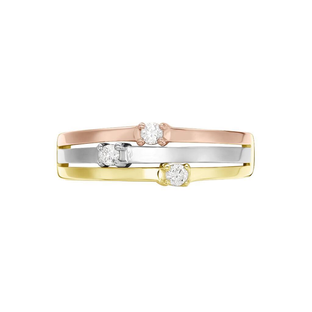 Damen Ring Gold Tricolor Gold/Roségold/Schwarz 375 Diamant 0,09ct Superposition 3  - Ringe mit Stein Damen | OROVIVO