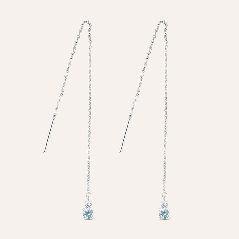 Orecchini Pendenti Saliscendi Amélie Oro Bianco Topazio Cubic Zirconia - Spannringe Damen | OROVIVO