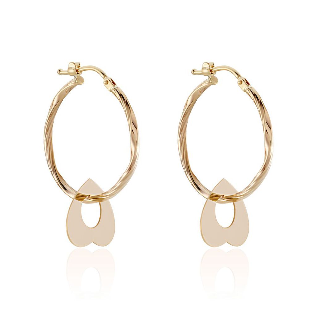 RINKA Damen Creolen Gold 375 (9 Karat) Herz B 1,5 mm, Creolen ohne Stein