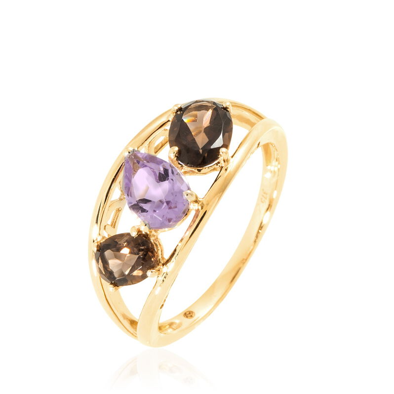 Bague Or Jaune Quartz Amethyste - Spannringe Damen | OROVIVO