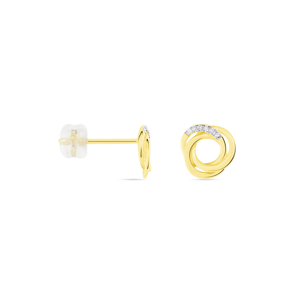Boucles D'oreilles Or Jaune Syrena Puces Nid Diamant - Spannringe Damen | OROVIVO