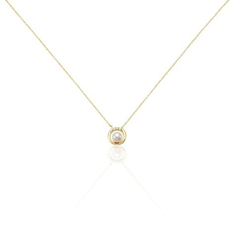 ISABELLA Damen Collier Gold 375 (9 Karat) Zuchtperle Wei&szlig; - Halsketten  | OROVIVO