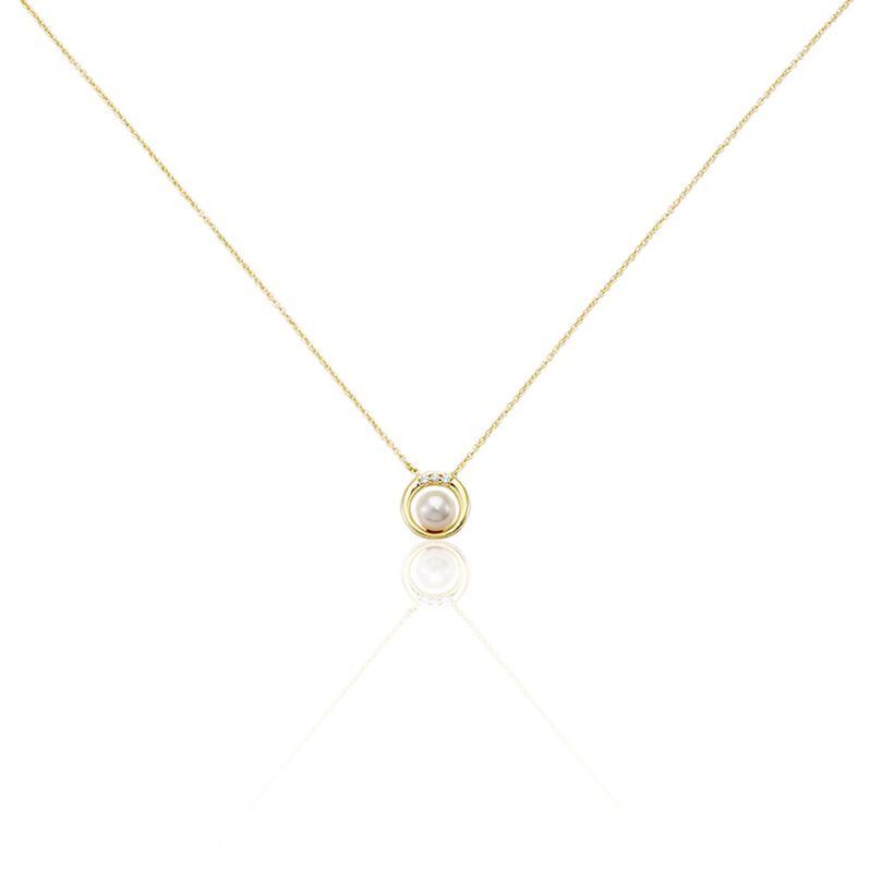 ISABELLA Damen Collier Gold 375 (9 Karat) Zuchtperle Wei&szlig; - Halsketten Damen | OROVIVO