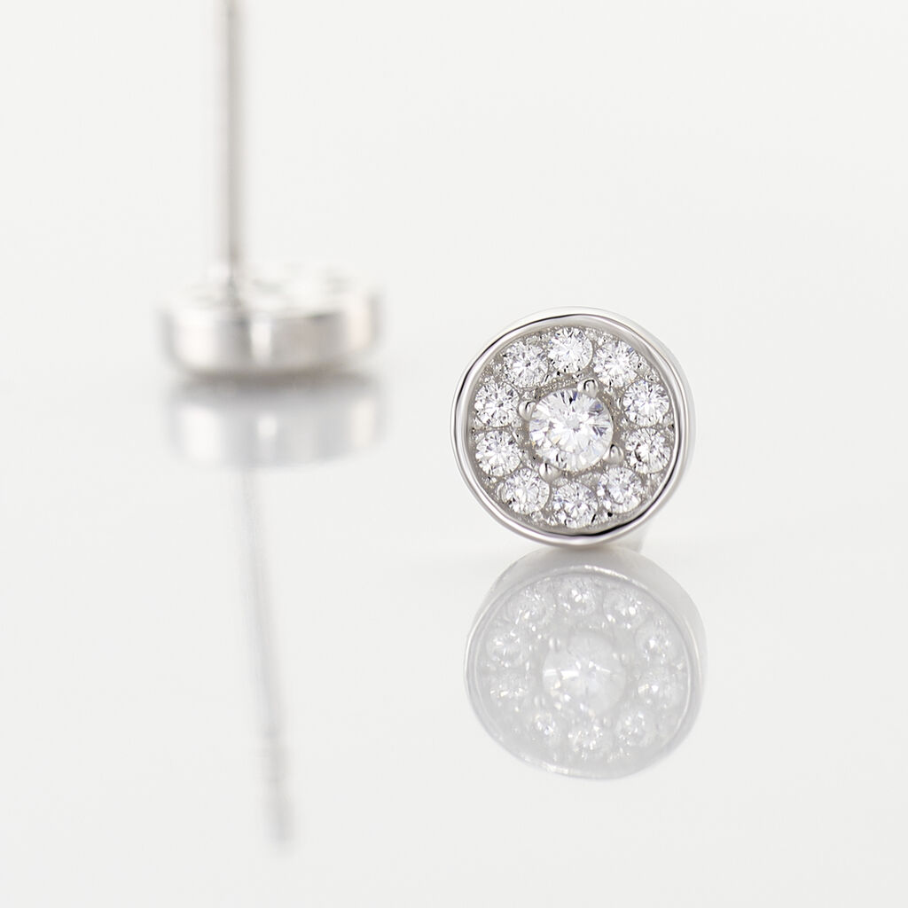 MINNA Damen Ohrstecker Silber 925 Zirkonia Wei&szlig; Kreis