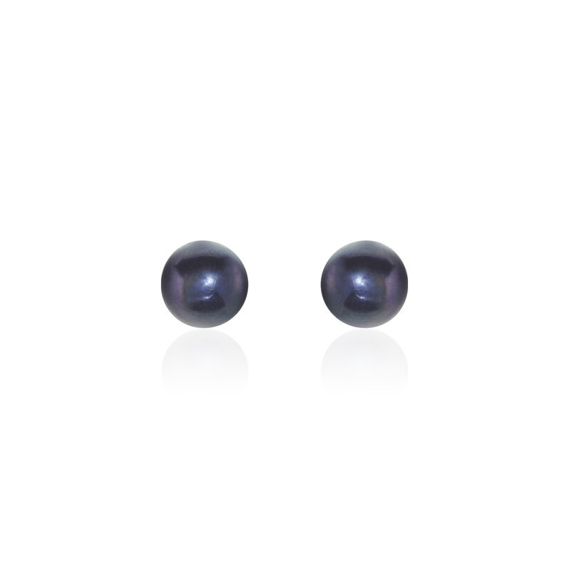 Damen Perlenohrringe Gold 375 Zuchtperle Schwarz 7-7,5mm - Ohrstecker Damen | OROVIVO