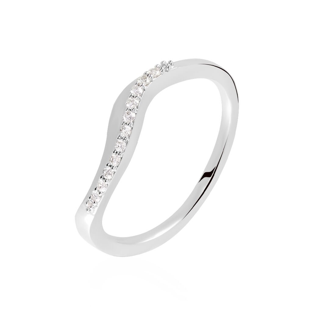 LATA Damen Ring Wei&szlig;gold 375 (9 Karat) Diamant Wei&szlig; 0,1 ct Welle