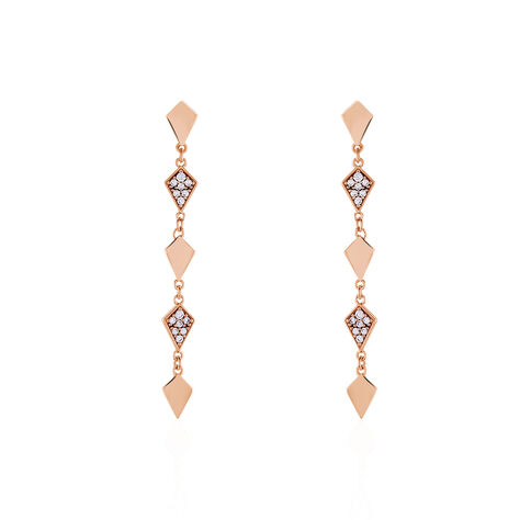 Damen Ohrstecker Lang Silber 925 Rosé Vergoldet - Ohrringe mit Stein Damen | OROVIVO