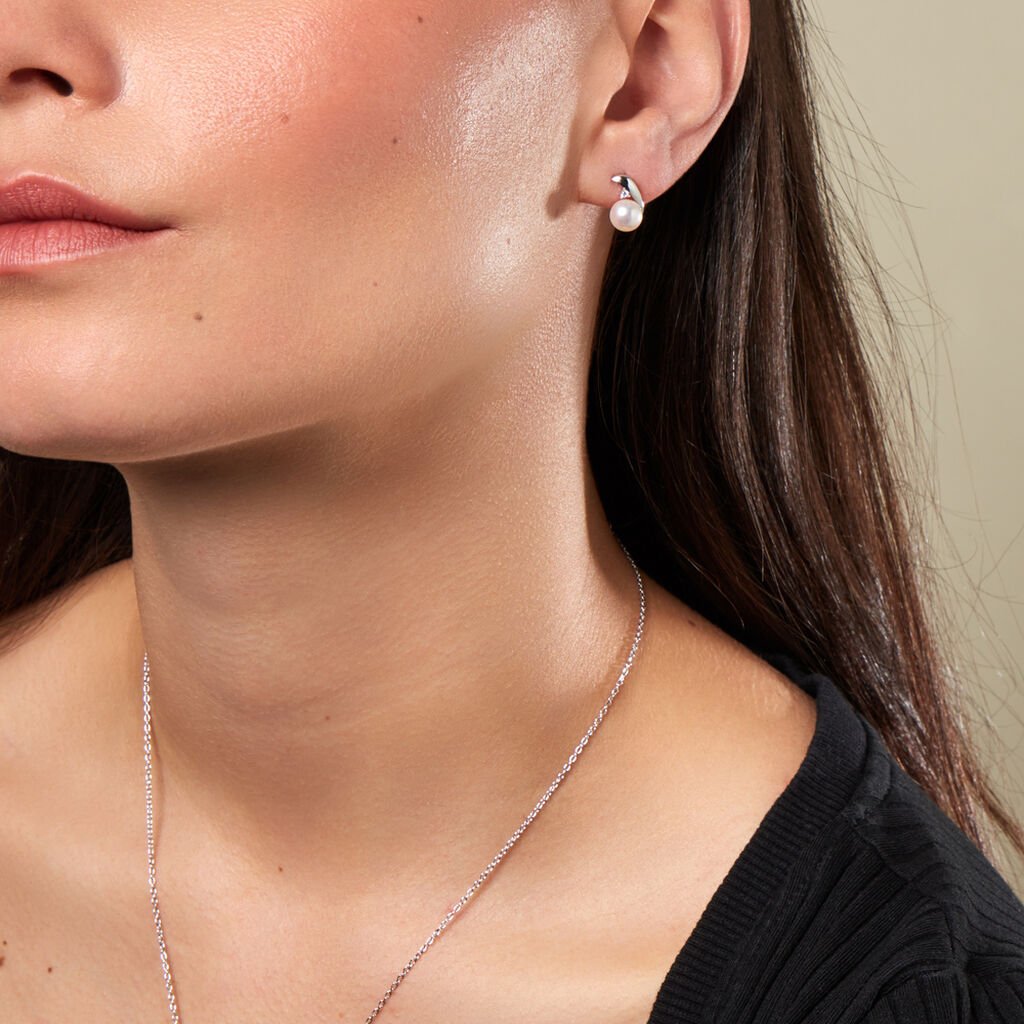 Damen Ohrstecker Silber 925 Bouton Weiß Marlen -  Damen | OROVIVO