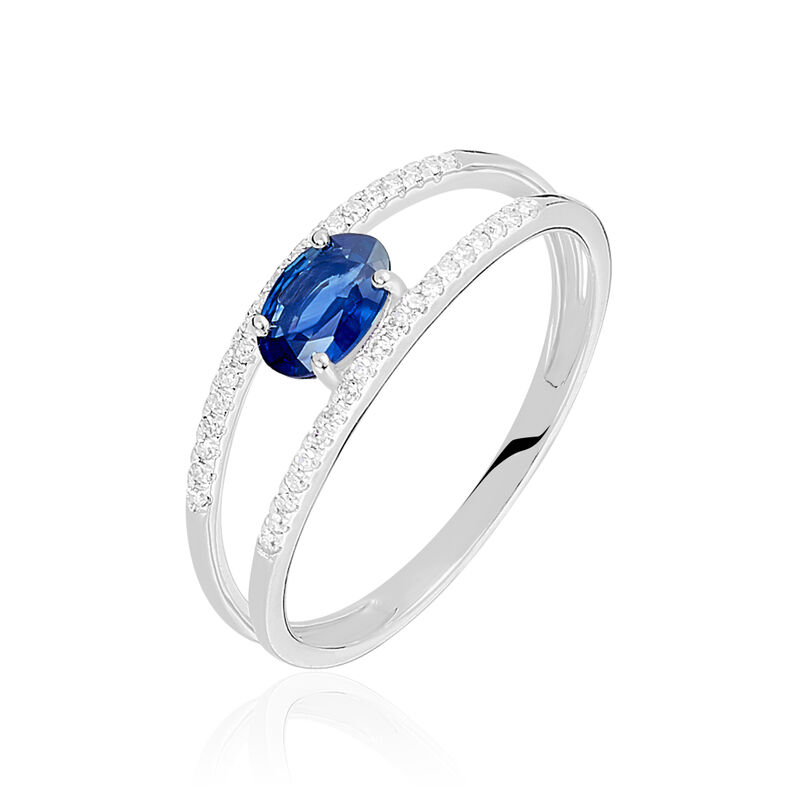 Bague Maria-ines Or Blanc Saphir Et Diamant - Spannringe Damen | OROVIVO