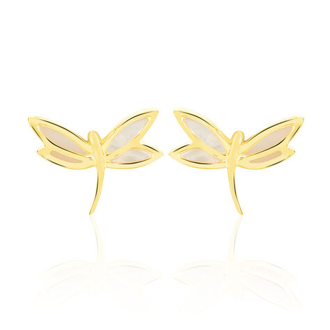 Damen Ohrstecker Gold 375 Perlmutt Libelle - Ohrstecker Damen | OROVIVO