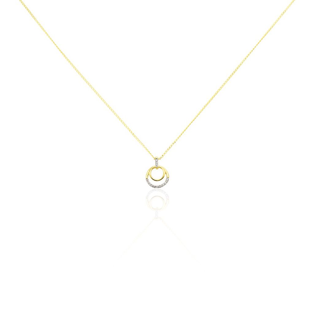 ATLANTA Damen Collier Gold 375 (9 Karat) Diamant Weiß 0,05 ct Kreis, Collier mit Stein