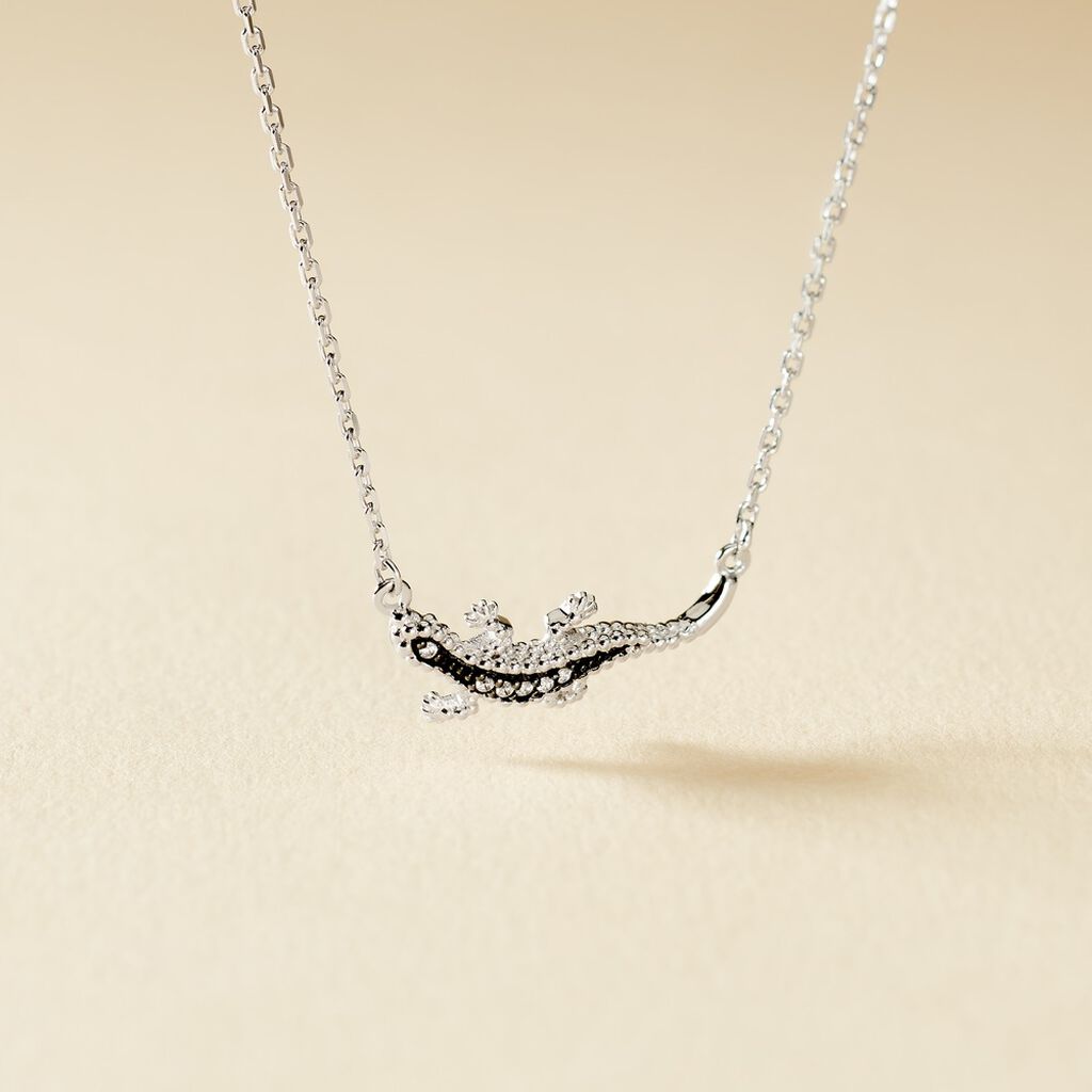 Collier Oya Argent Lézard Et Oxydes - Spannringe Damen | OROVIVO