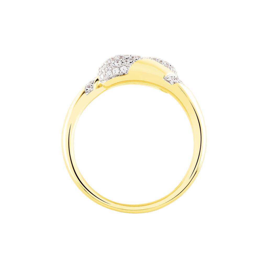 DORIE Damen Ring Gold 375 (9 Karat) Zirkonia Wei&szlig;