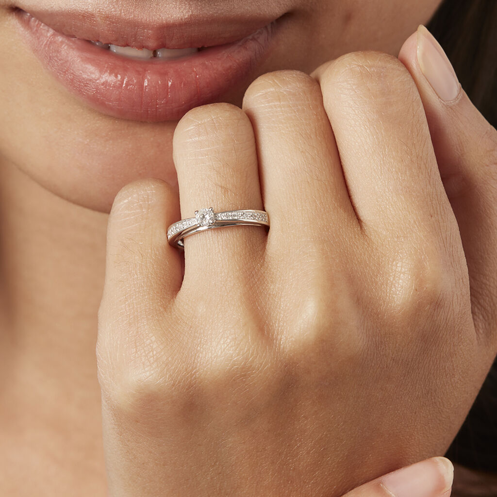 Damen Ring Weißgold 375 Diamant 0,21ct Imposa  - Verlobungsringe Damen | OROVIVO
