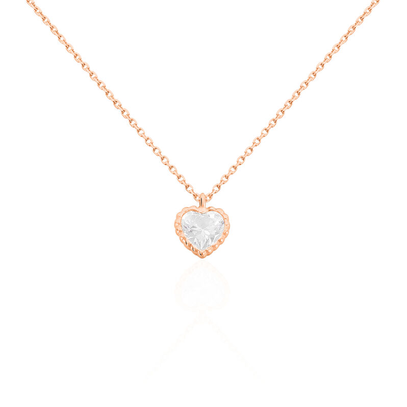 DOTTI Damen Collier Rosegold 375 (9 Karat) Zirkonia Wei&szlig; 0,8 ct Herz - Halsketten Damen | OROVIVO