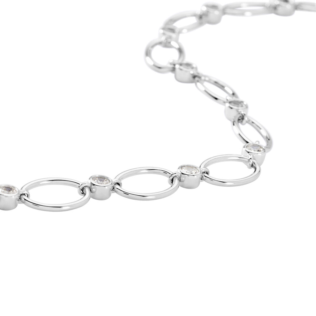 Damen Armband Silber 925 Rund Weiß Geometrisch Isabelle 2cm - Armbänder mit Anhänger Damen | OROVIVO