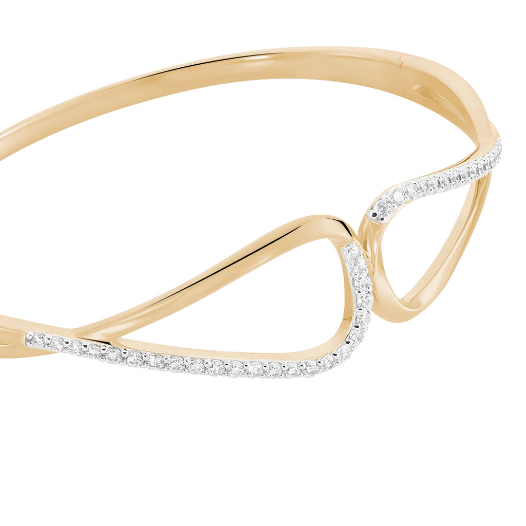 CORRI Damen Armreif / Armspange Vergoldet Zirkonia Wei&szlig; Tropfen B 50 mm