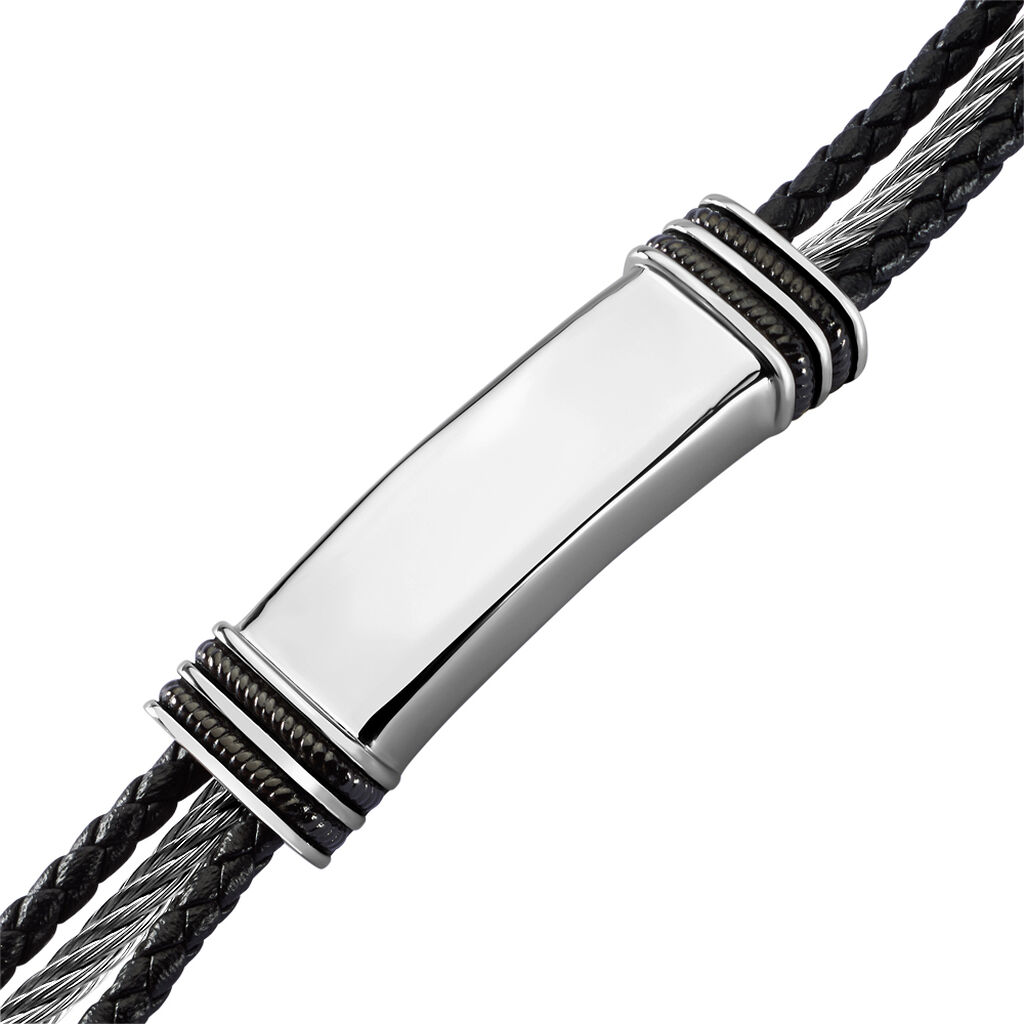 Herren ID Armband Edelstahl Bicolor Silber/Schwarz Henry 2,1cm - Armbänder Herren | OROVIVO