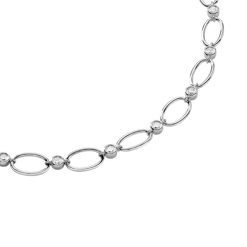 Damen Collier Silber 925 Rund Weiß Geometrisch Isabelle 5cm - Halsketten Damen | OROVIVO