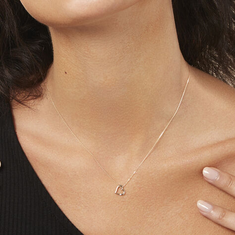 Herz Easy Damen Collier Gold 375 (9 Karat) Diamant Wei&szlig; 0,01 ct Herz B 0,7 mm - Halsketten Damen | OROVIVO