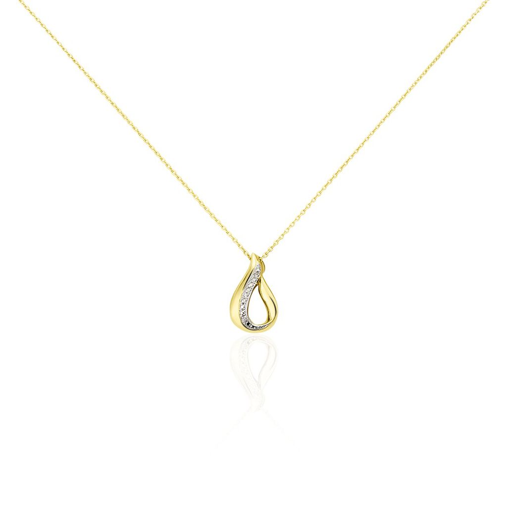 GOCCIE Damen Collier Gold 375 (9 Karat) Diamant Wei&szlig; 0,01 ct B 0,7 mm