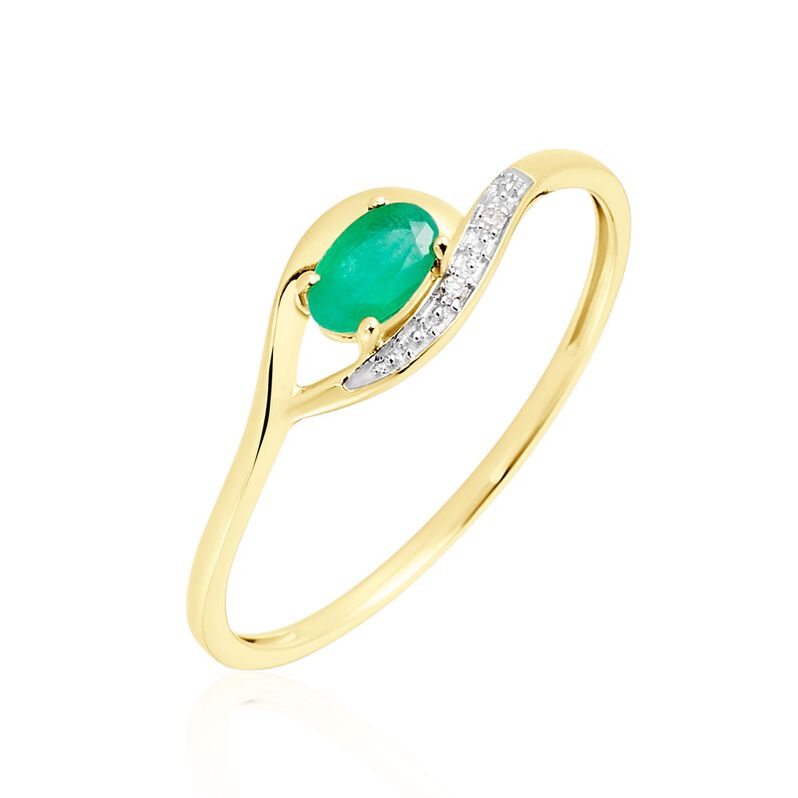 Bague Emotion Or Jaune Emeraude Diamant - Spannringe Damen | OROVIVO