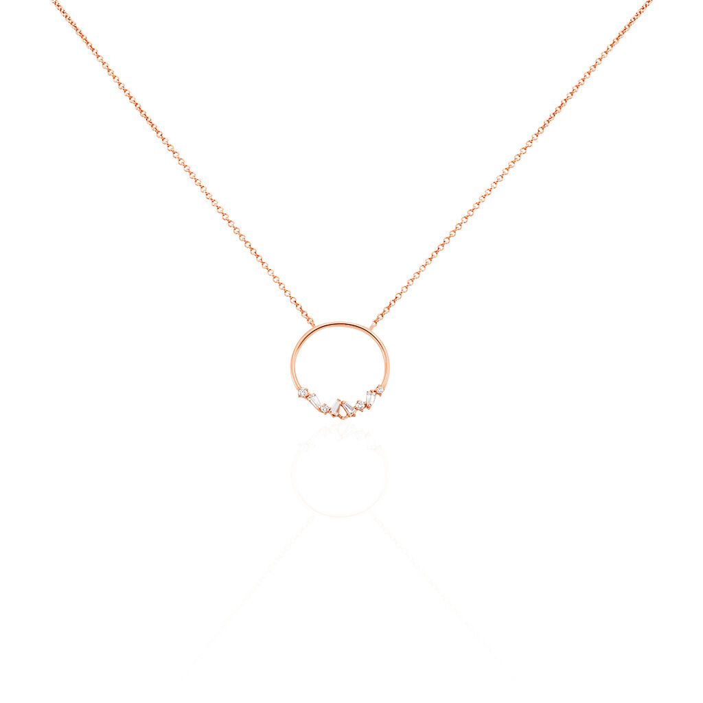 Damen Halskette Silber 925 Rosé vergoldet Zirkonia Kreis Celine - Halsketten Damen | OROVIVO