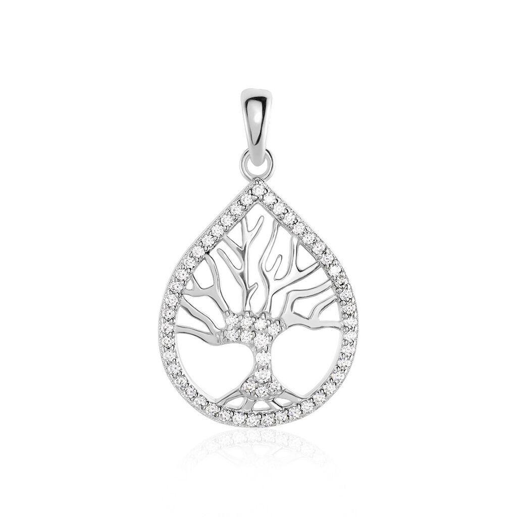 🦚 Damen Anhänger Silber 925 Zirkonia Lebensbaum Tropfen Svala Lebensbaum 5 , Anhänger mit Stein