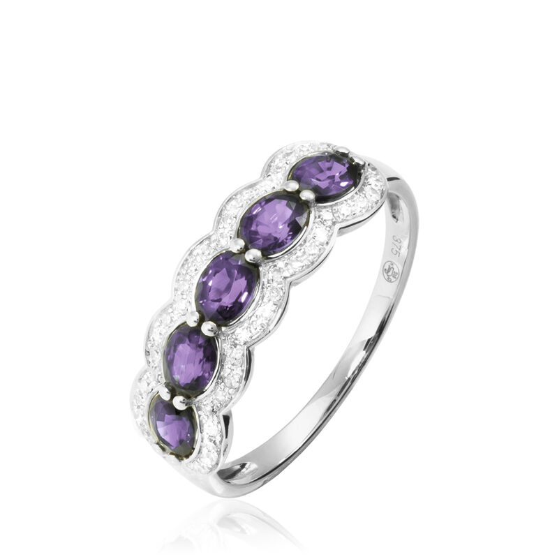 Bague Margaux Or Blanc Amethyste Et Diamant - Spannringe Damen | OROVIVO
