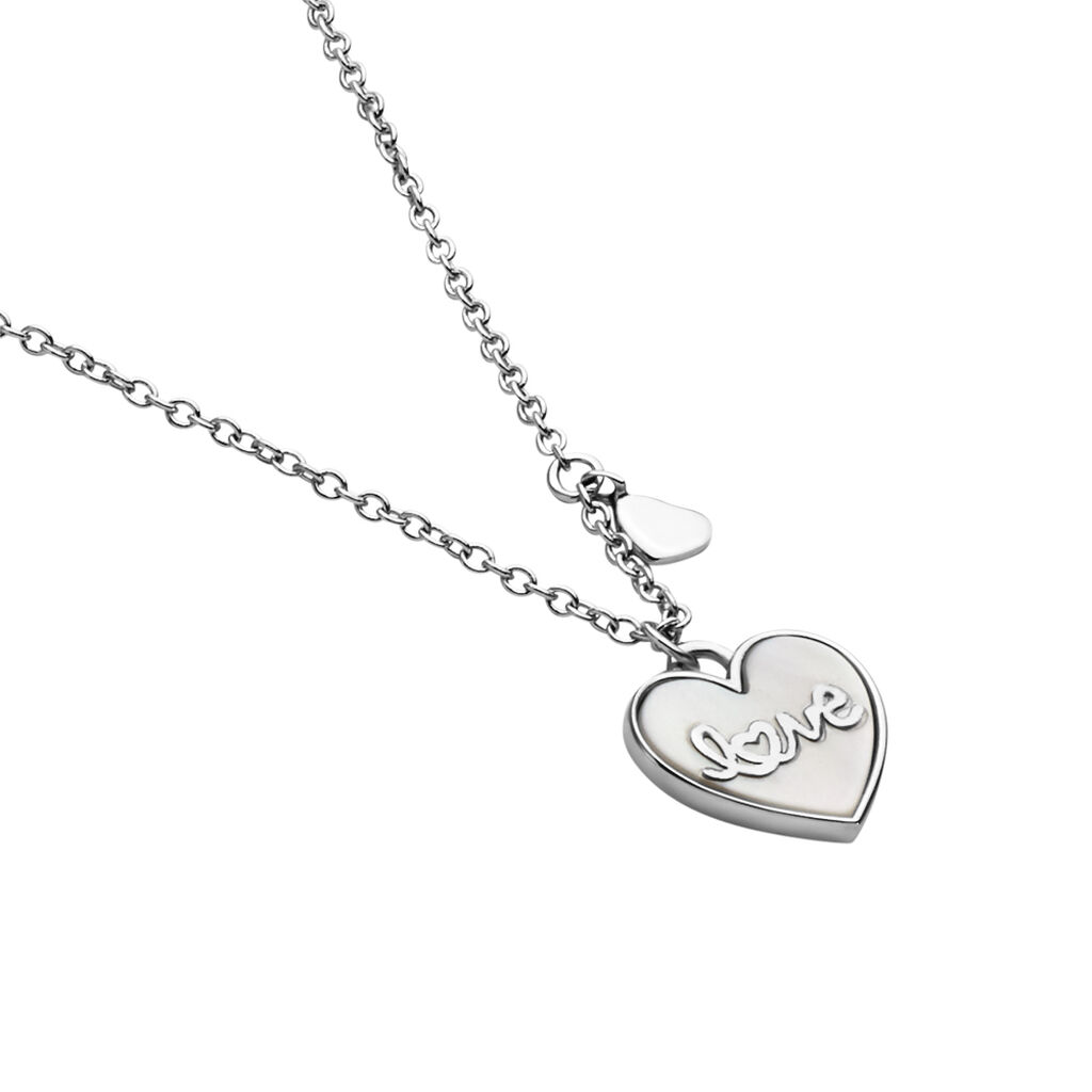 MIROSLAVA Damen Collier Silber 925 Perlmutt Perlmutt Herz B 1,6 mm