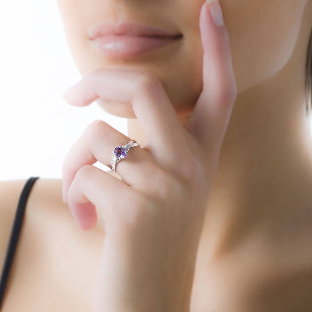Bague Candice Or Blanc Amethyste - Spannringe Damen | OROVIVO