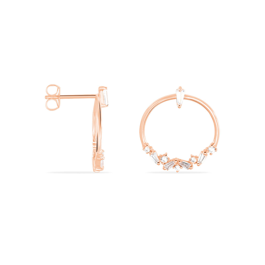 Damen Ohrstecker Silber 925 Rosé vergoldet Zirkonia Kreis Celine - Ohrringe mit Stein Damen | OROVIVO
