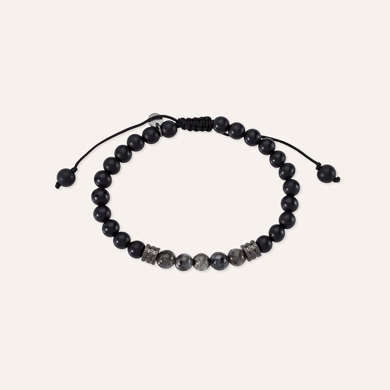 Bracciale Man Code Ottone Nero Labradorite - Spannringe Herren | OROVIVO