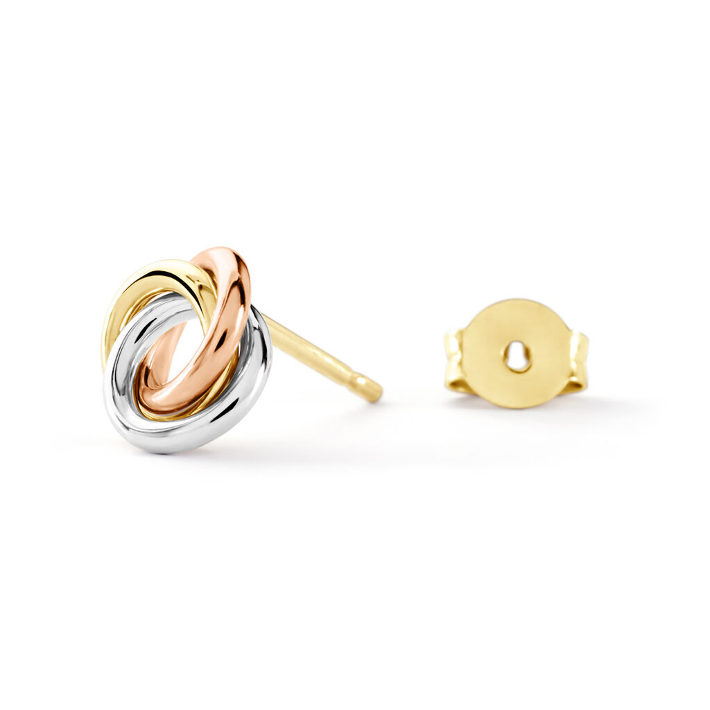 Damen Ohrstecker Gold Tricolor Gelb/Silber/Ros&eacute;gold 585 (14 Karat)