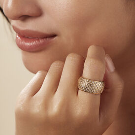 Damen Ring Messing 18 Karat vergoldet Zirkonia 11mm Breite - Ringe mit Stein Damen | OROVIVO