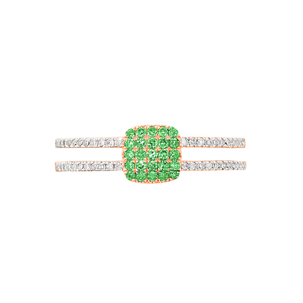 Bague Aude Or Rose Grenat Et Diamant - Spannringe Damen | OROVIVO