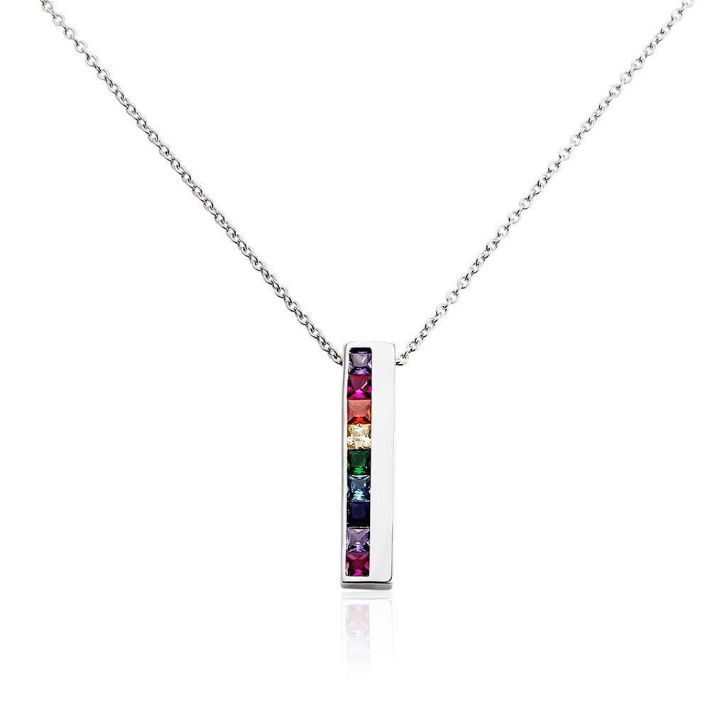 Thumbnail - TRU Damen Collier Silber Silber 925 Zirkonia Violett 0,07 ct Barren, Collier mit Stein