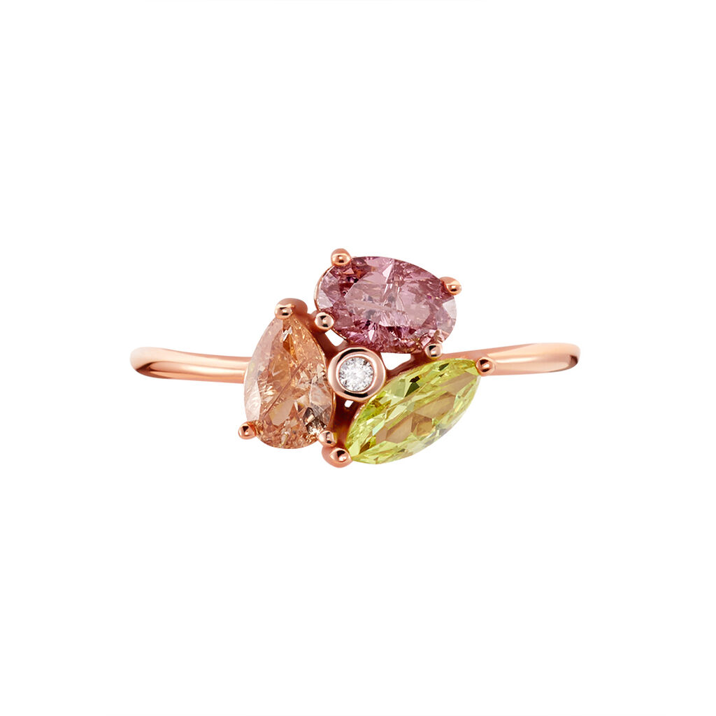 BLUMENA Damen Ring Silber rosevergoldet 925 Zirkonia Wei&szlig; 0,000 ct Blume